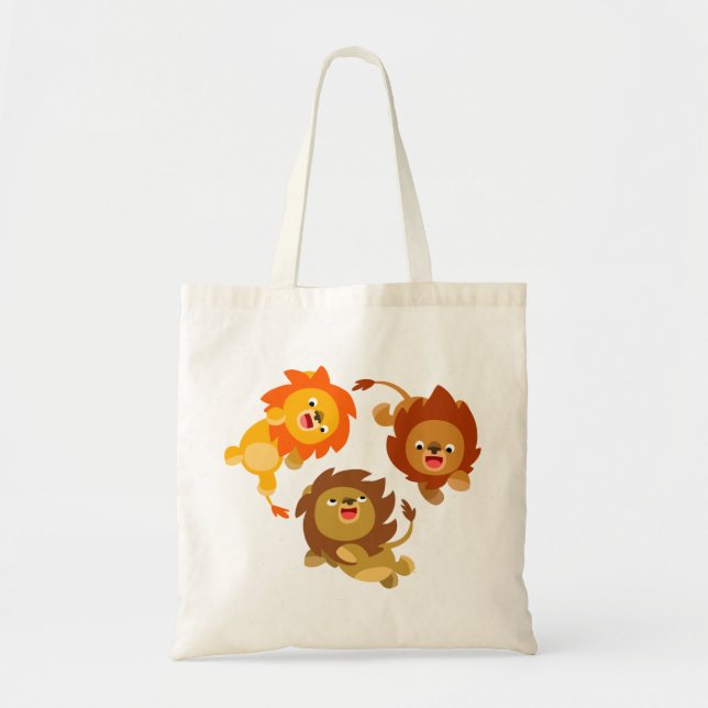 Bolsa Tote Bag de Leões de Cartoon sem Peso (Frente)