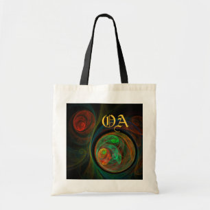 Bolsa Tote Bag de Monograma Abstrato de Arte Verde de Renasci