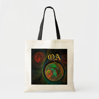 Bolsa Tote Bag de Monograma Abstrato de Arte Verde de Renasci