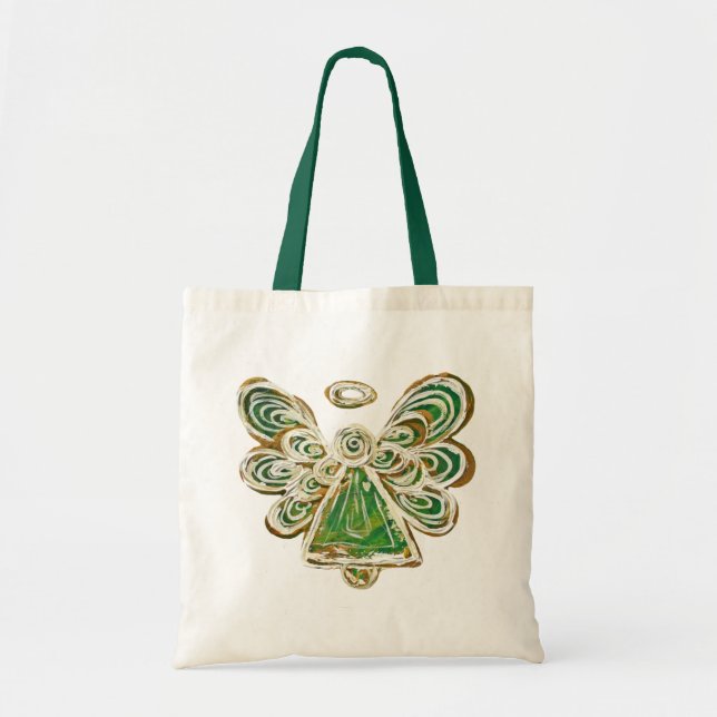 Bolsa Tote Bag de Natal do Angel Green Guardian (Frente)