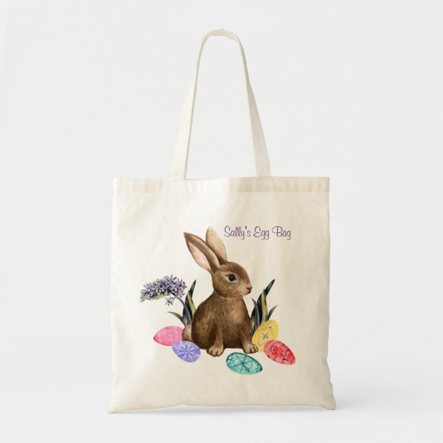 Bolsa Tote Bag de Ovo da Páscoa Bonita - texto editável (Frente)