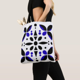Bolsa Tote Bag de Padrão de Azulejo Clássico do Cobalt