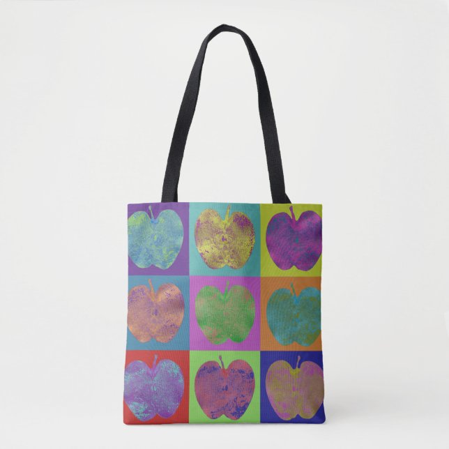 Bolsa Tote Bag de Pop de Arte de Maçãs Coloridas (Frente)