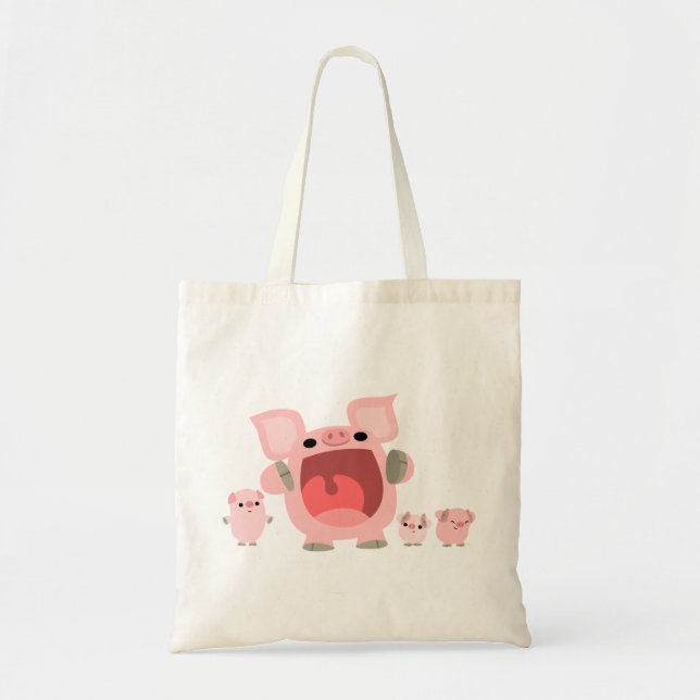 Bolsa Tote Bag de Porcos de Cartoon Gritante (Frente)