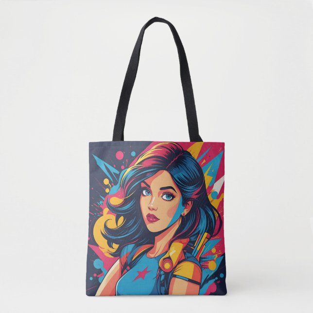 Bolsa Tote Bag de Retrato de Arte Pop (Frente)