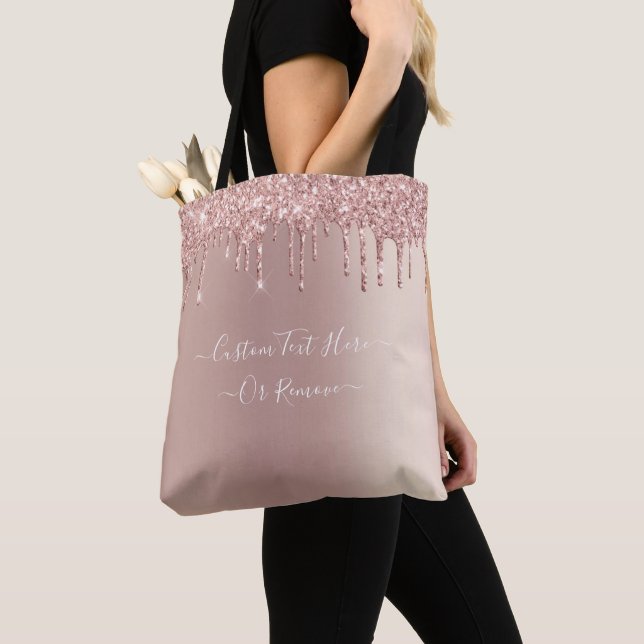 Bolsa Tote Bag de Texto Personalizado da Lente Leve rosa Dour (Close Up)