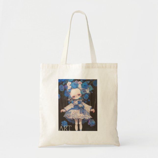 Bolsa Tote Bag de Topete de Rapariga Azul ART (Frente)