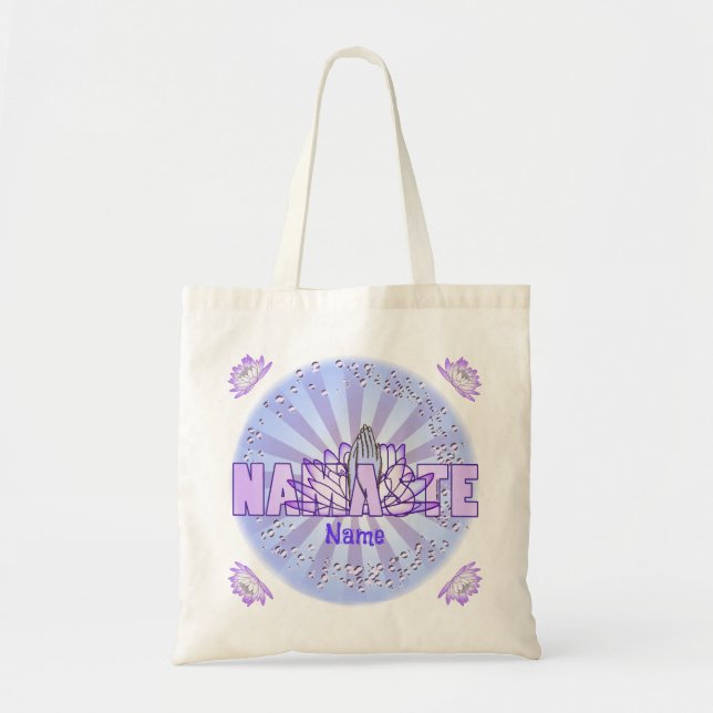 Bolsa Tote Bag de Toques de Mãos de Nome (Frente)
