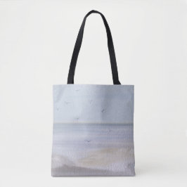 Bolsa Tote Bag de Tota de Aquarela de Praia Costeira