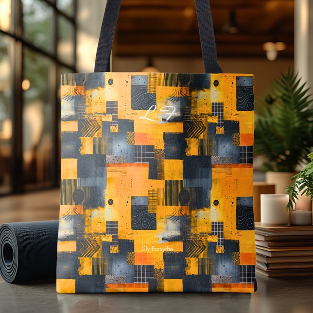 Bolsa Tote Bag de Totas Personalizadas do Abstrato Amarelo-Ne (Criador carregado)