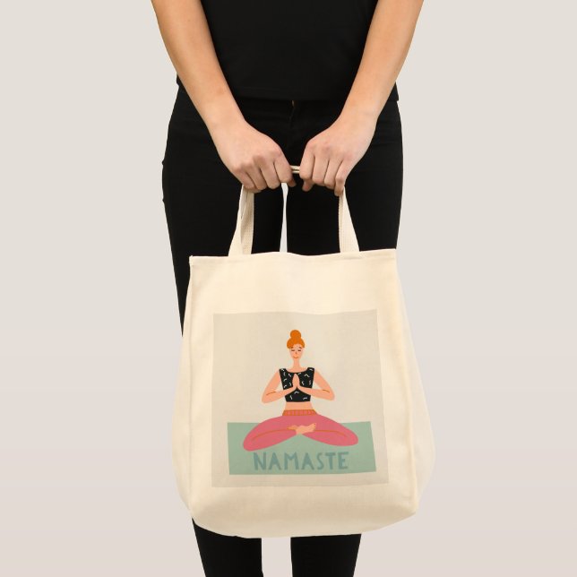 Bolsa Tote Bag de Tote de Grama de Ilustração do Namaste (Frente (produto))