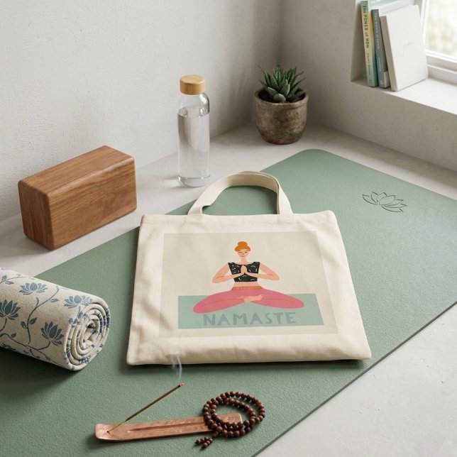 Bolsa Tote Bag de Tote de Grama de Ilustração do Namaste (Criador carregado)