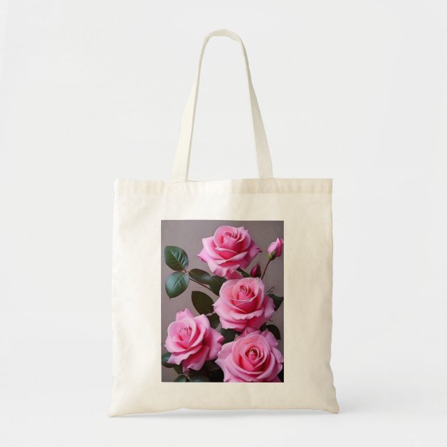 Bolsa Tote Bag de Tote de Imagem de Rosa Elegante (Frente)