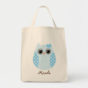 Bolsa Tote Bag de Tote de Nome Personalizado de Bolinhas Azul