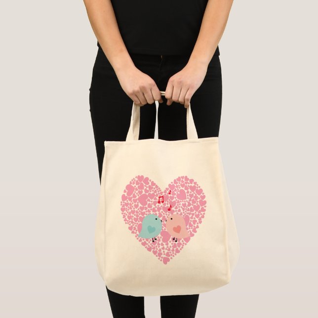 Bolsa Tote Bag de Tote de Pássaros de Amor (Frente (produto))