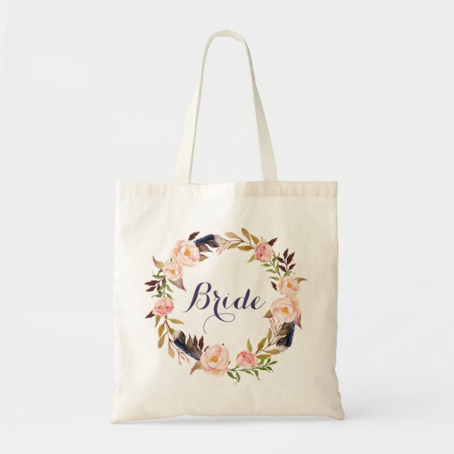 Bolsa Tote Bag de Tote Personalizada Floral (Frente)