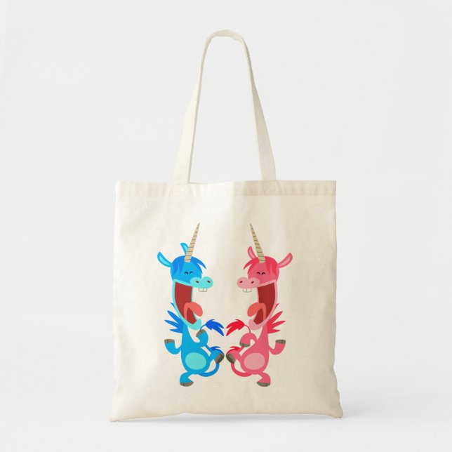 Bolsa Tote Bag de Unicórnios de Cartoons Bonitos (Frente)