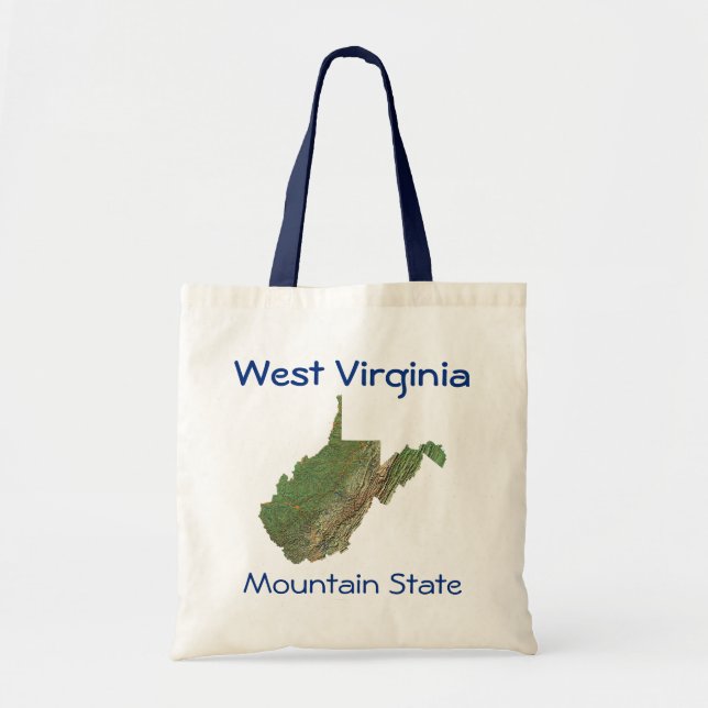 Bolsa Tote Bag do mapa da Virgínia Ocidental (Frente)