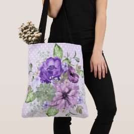 Bolsa Tote Bag Floral All-Over-Impressão da Violet Watercolor