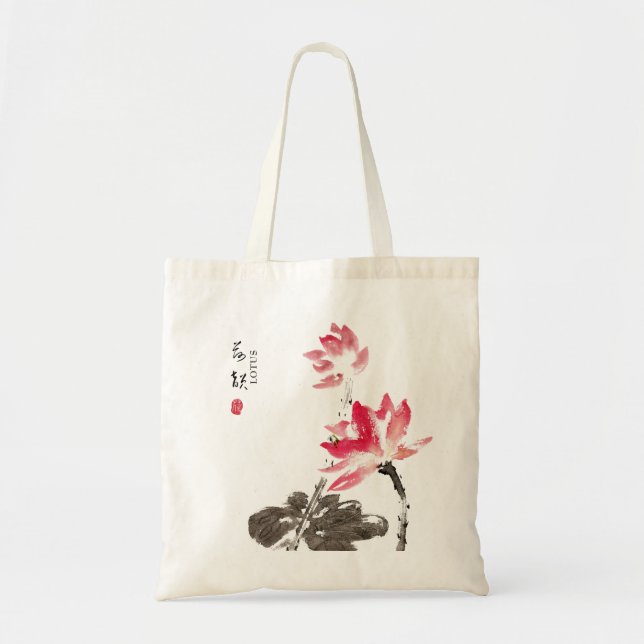 Bolsa Tote Bag Floral Lotus Totus Floral Chinês (Frente)