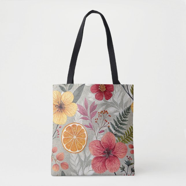 Bolsa Tote "Bag Floral Reutilizável Contemporânea" (Frente)