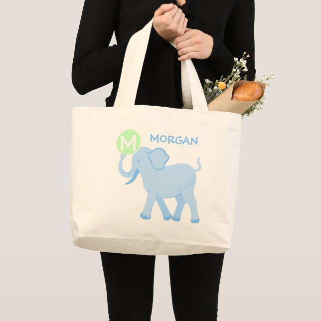 Bolsa Tote Bag Fralda Elefante Cinto de Circo Azul (Frente (produto))