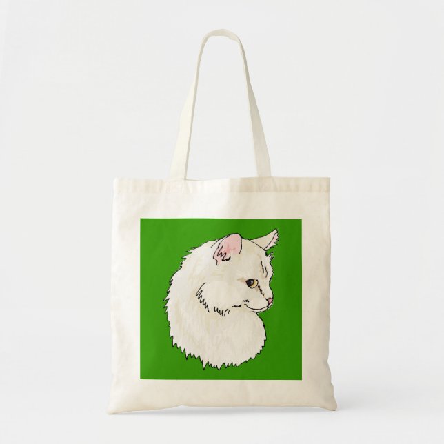 Bolsa Tote Bag - Gráfico White Kitten (Frente)