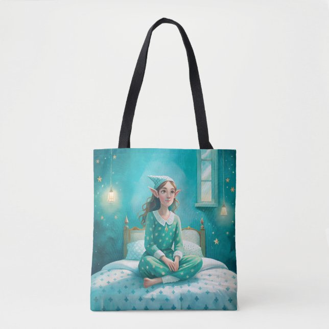 Bolsa Tote Bag impressão elf art girl blue (Frente)