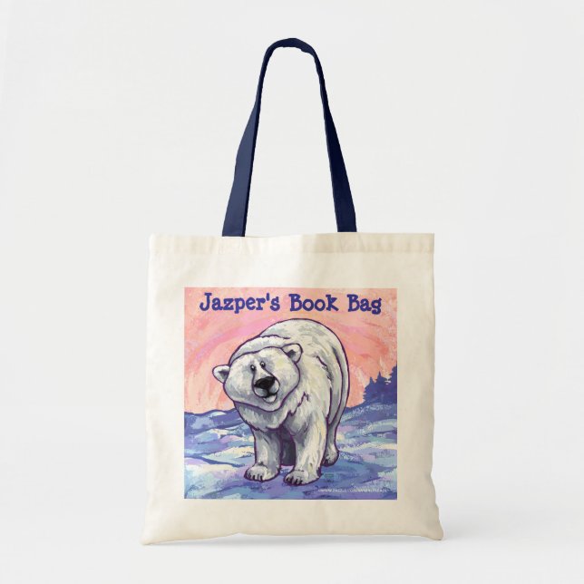 Bolsa Tote Bag Personalizada de Livro do Urso Polar Divertido (Frente)