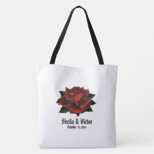 Bolsa Tote Bag Pessoal de Casamento Gótico rosa vermelha