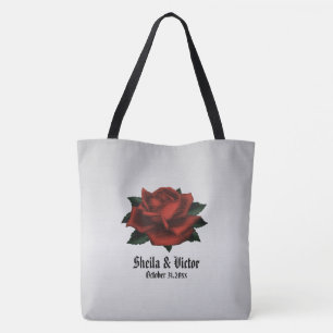 Bolsa Tote Bag Pessoal de Casamento Gótico rosa vermelha