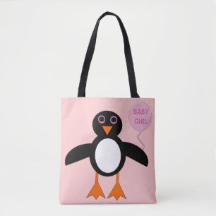Bolsa Tote Bag Pinguinha Rosa Pinguim Pinguim