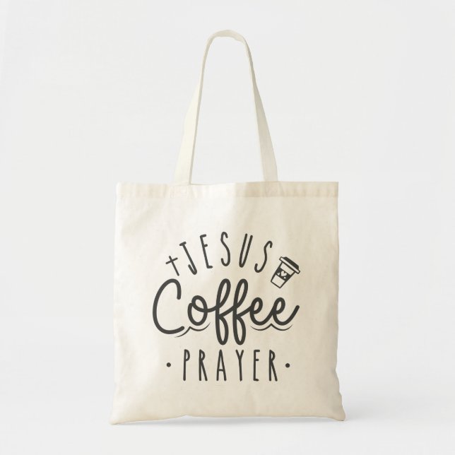 Bolsa Tote Bag Simples de Café e Oração (Frente)