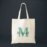 Bolsa Tote Bag Tool do Nome do Script Preto do Monograma Teal<br><div class="desc">Tote Bag do Nome do Script Preto do Monograma Teal. Pode ser dado como presente à família e aos amigos no aniversário e no Natal.</div>
