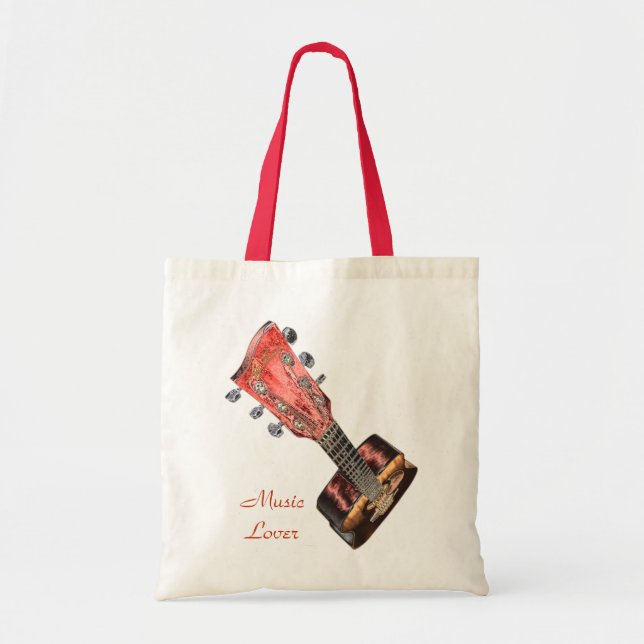 Bolsa Tote Bag Tote do Lover da Música GUITAR ART (Frente)