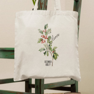 Bolsa Tote Bag Tote Nome Holly Nome da Flor de Nascimento Mês