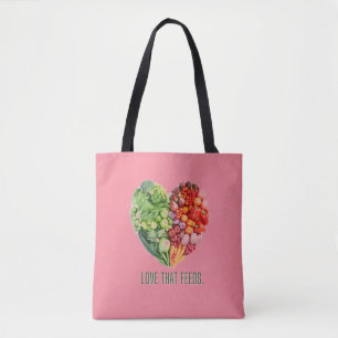 Bolsa Tote Bag with image of vegetables - Pink