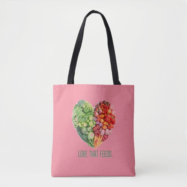 Bolsa Tote Bag with image of vegetables - Pink (Frente)