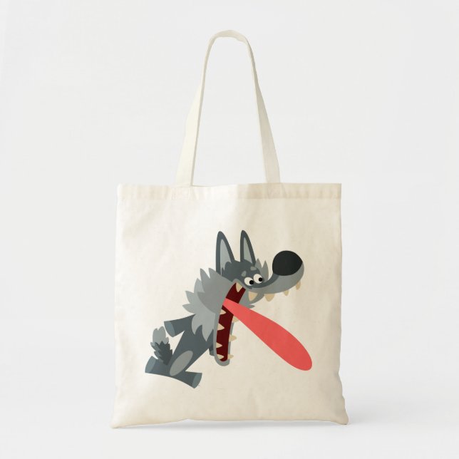Bolsa Tote Bag Wolf Bag de Cartoon Entusiasmado (Frente)