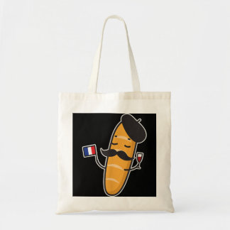 Bolsa Tote Baguete Francês Com Bandeira Francesa E Gla De Vin
