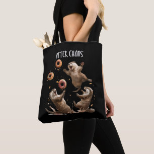 Bolsa Tote Bagunça de Lontra Sacos Engraçados Lutando Lontra