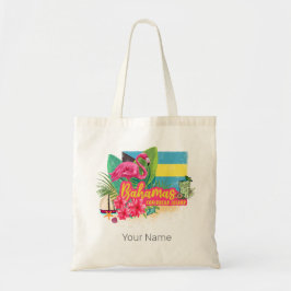 Bolsa Tote Bahamas retro caribe ilha flamingo vintage