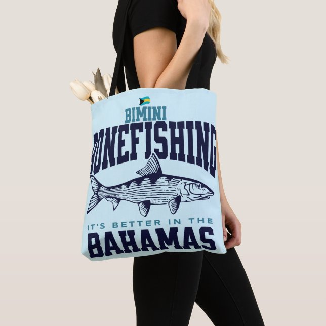 Bolsa Tote Bahamas Souvenir Gift: Bimini Bahamas Bonefishing (Close Up)