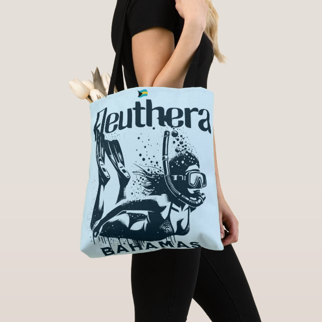 Bolsa Tote Bahamas Souvenir Gift : Eleuthera Bahamas Mergulha (Close Up)