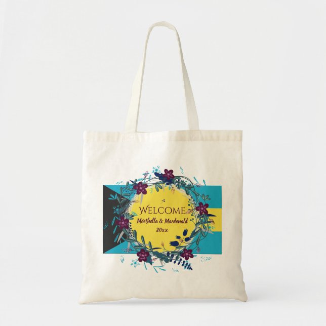 Bolsa Tote BAHAMAS WEDDING WELCOME Destino Floral (Frente)