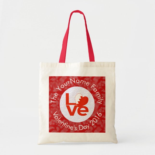 Bolsa Tote Bahrain Flag Red Letter LOVE White em vermelho (Frente)