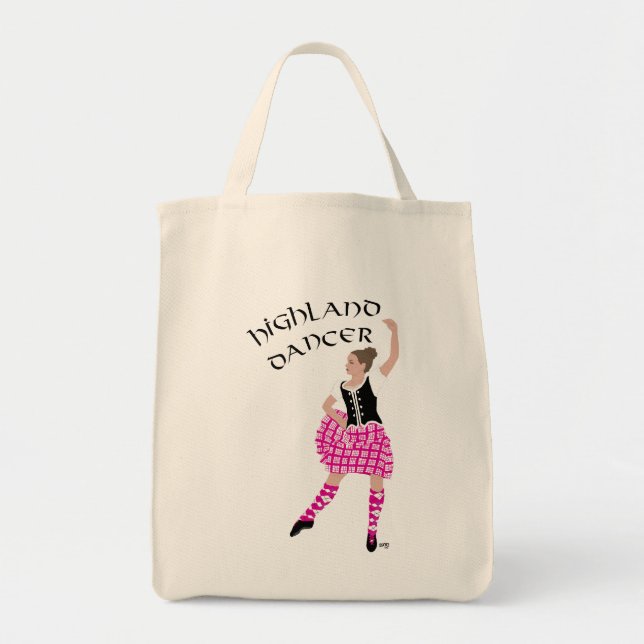 Bolsa Tote Bailarina das Terras Altas Rosa (Frente)