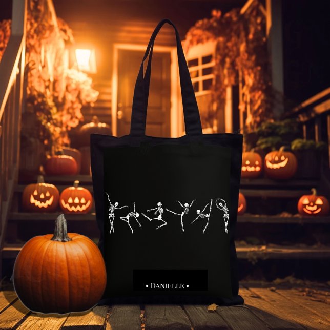 Bolsa Tote Bailarina Esqueleto Dançarina Dança de Halloween (Criador carregado)