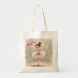 Bolsa Tote Bailarina Menina com Tutu Rosa Personalizado