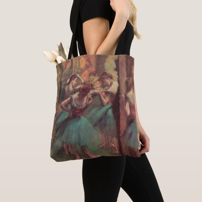 Bolsa Tote Bailarinas, Rosa e Verde de Edgar Degas (Close Up)